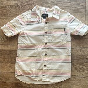 O'Neill boys Button Down Shirt - Cream and Pink Stripes